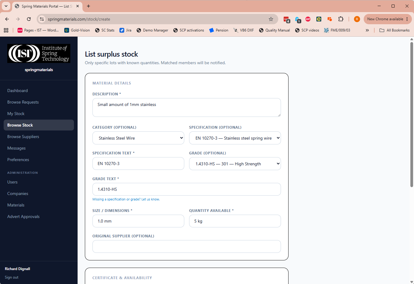 Spring Materials Portal